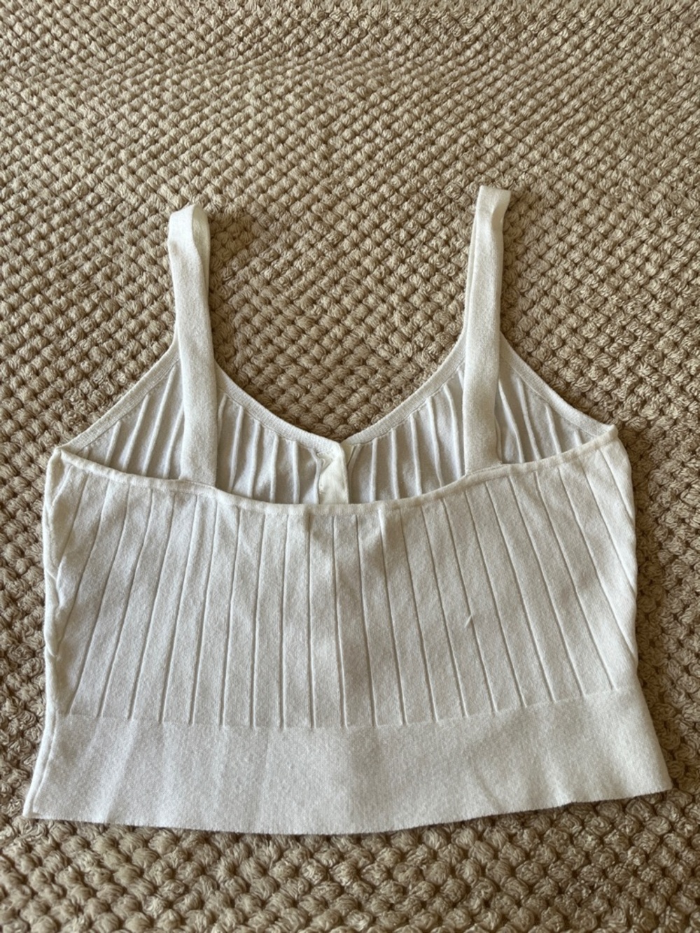 Cream Button-Front Ribbed Knit Cami Top - Picture 2 of 3
